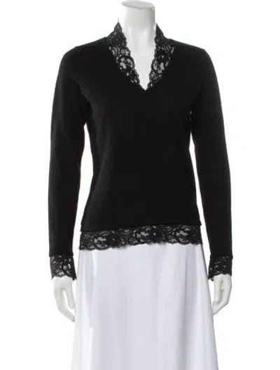 Pre-owned Neiman Marcus Cashmere V-neck Sweater In Black