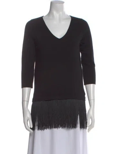 Pre-owned Neiman Marcus Cashmere V-neck Sweater In Black