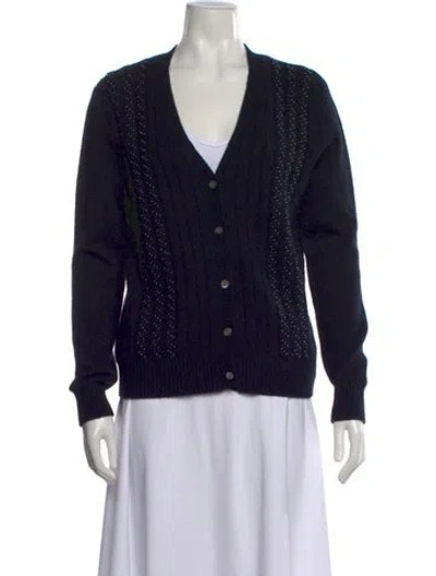 Pre-owned Neiman Marcus Cashmere V-neck Sweater In Black