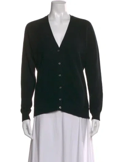 Pre-owned Neiman Marcus Cashmere V-neck Sweater In Black