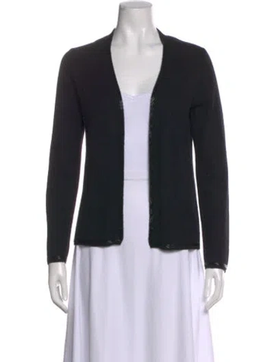Pre-owned Neiman Marcus Cashmere V-neck Sweater In Black