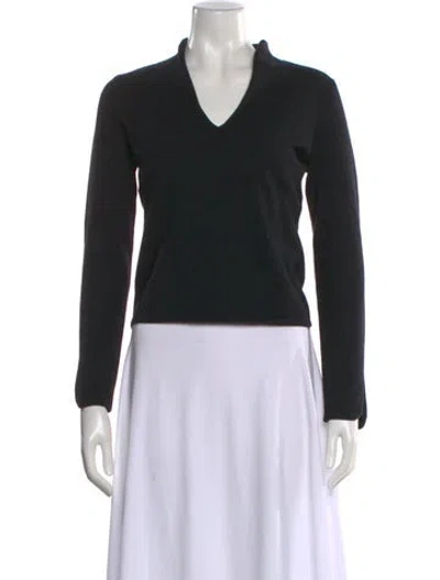 Pre-owned Neiman Marcus Cashmere V-neck Sweater In Black
