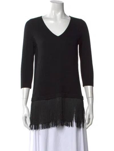Pre-owned Neiman Marcus Cashmere V-neck Sweater In Black