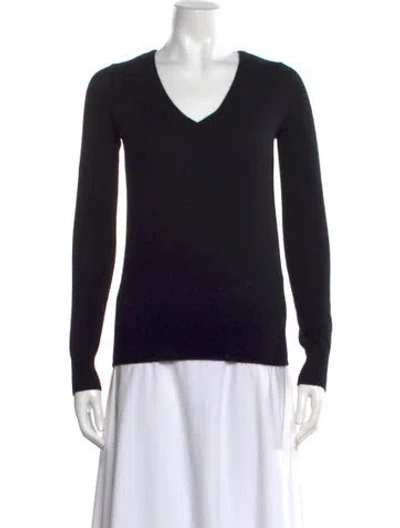 Pre-owned Neiman Marcus Cashmere V-neck Sweater In Black