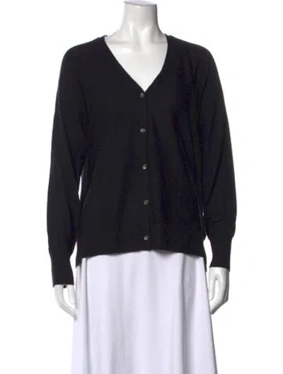 Pre-owned Neiman Marcus Cashmere V-neck Sweater In Black