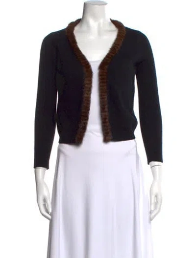 Pre-owned Neiman Marcus Cashmere V-neck Sweater In Black