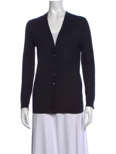 Pre-owned Neiman Marcus Cashmere V-neck Sweater In Black