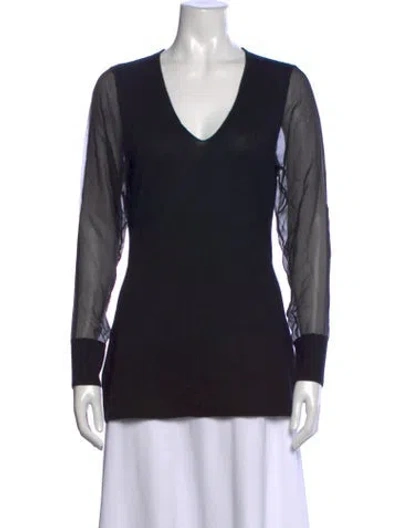 Pre-owned Neiman Marcus Cashmere V-neck Sweater In Black