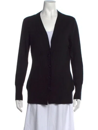 Pre-owned Neiman Marcus Cashmere V-neck Sweater In Black