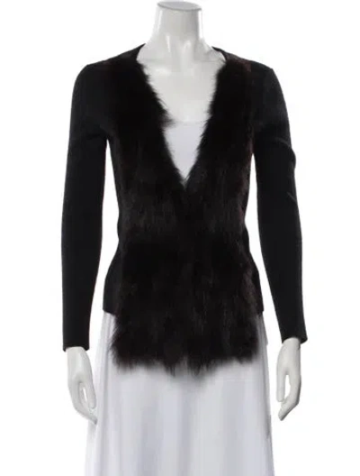 Pre-owned Neiman Marcus Cashmere V-neck Sweater In Black