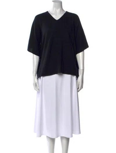 Pre-owned Neiman Marcus Cashmere V-neck Sweater In Black
