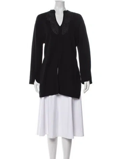 Pre-owned Neiman Marcus Cashmere V-neck Sweater In Blue