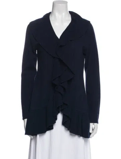 Pre-owned Neiman Marcus Cashmere V-neck Sweater In Blue