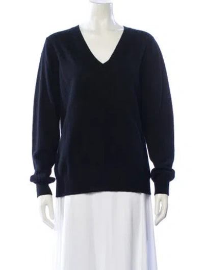 Pre-owned Neiman Marcus Cashmere V-neck Sweater In Blue