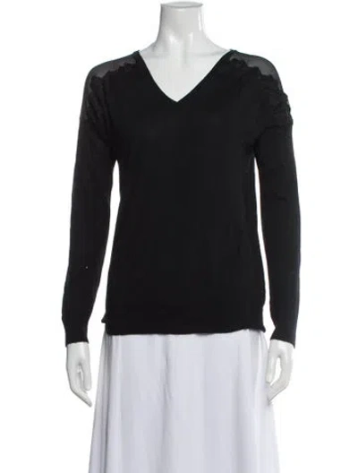 Pre-owned Neiman Marcus Cashmere V-neck Sweater In Blue