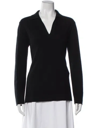 Pre-owned Neiman Marcus Cashmere V-neck Sweater In Blue