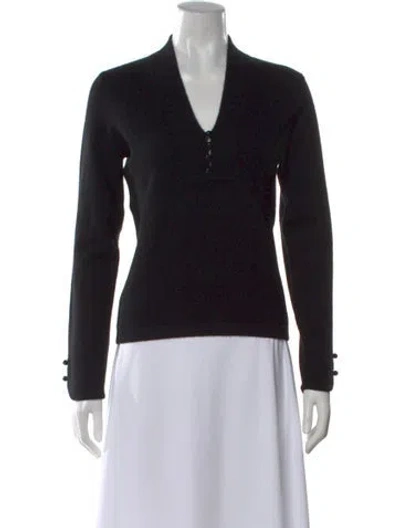 Pre-owned Neiman Marcus Cashmere V-neck Sweater In Blue