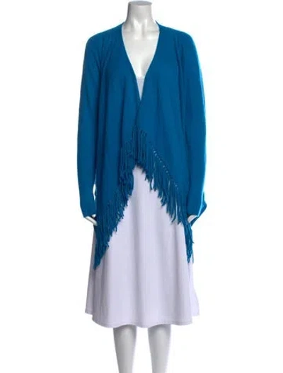 Pre-owned Neiman Marcus Cashmere V-neck Sweater In Blue