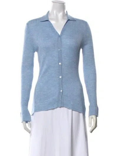 Pre-owned Neiman Marcus Cashmere V-neck Sweater In Blue