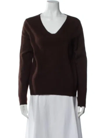 Pre-owned Neiman Marcus Cashmere V-neck Sweater In Brown