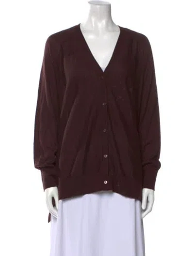 Pre-owned Neiman Marcus Cashmere V-neck Sweater In Brown