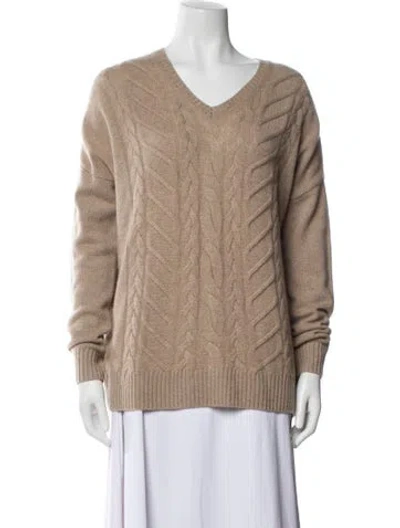 Pre-owned Neiman Marcus Cashmere V-neck Sweater In Brown