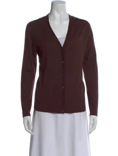 Pre-owned Neiman Marcus Cashmere V-neck Sweater In Brown