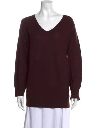 Pre-owned Neiman Marcus Cashmere V-neck Sweater In Brown