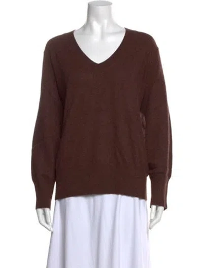 Pre-owned Neiman Marcus Cashmere V-neck Sweater In Brown