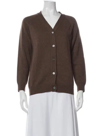 Pre-owned Neiman Marcus Cashmere V-neck Sweater In Brown