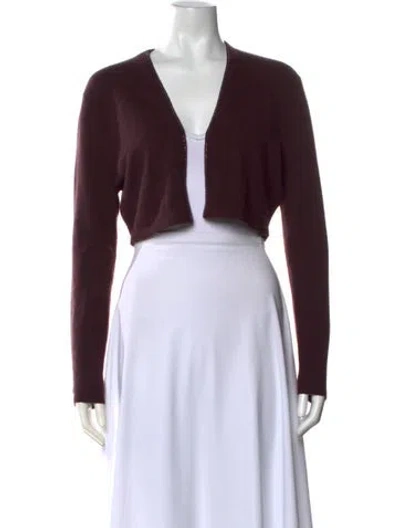 Pre-owned Neiman Marcus Cashmere V-neck Sweater In Burgundy