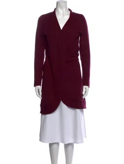 Pre-owned Neiman Marcus Cashmere V-neck Sweater In Burgundy