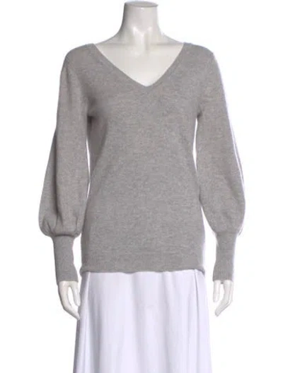 Pre-owned Neiman Marcus Cashmere V-neck Sweater In Gray
