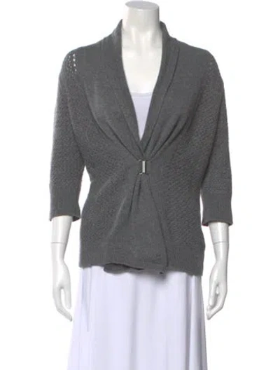 Pre-owned Neiman Marcus Cashmere V-neck Sweater In Gray