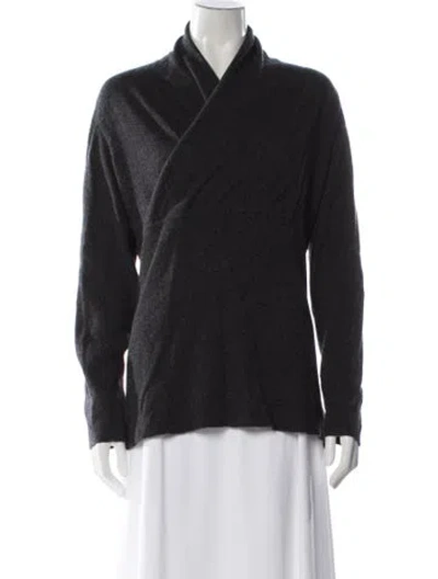 Pre-owned Neiman Marcus Cashmere V-neck Sweater In Gray