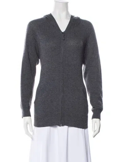 Pre-owned Neiman Marcus Cashmere V-neck Sweater In Gray