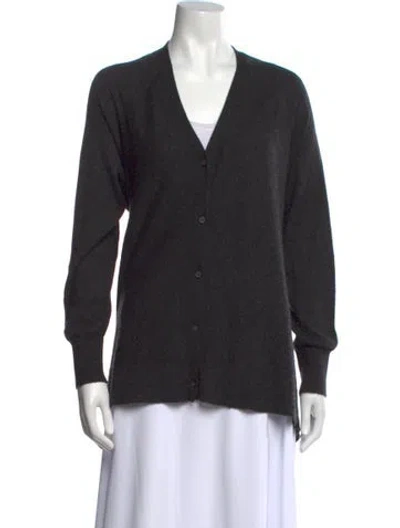 Pre-owned Neiman Marcus Cashmere V-neck Sweater In Gray