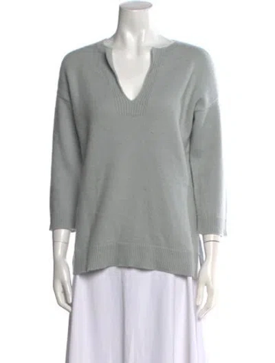Pre-owned Neiman Marcus Cashmere V-neck Sweater In Gray