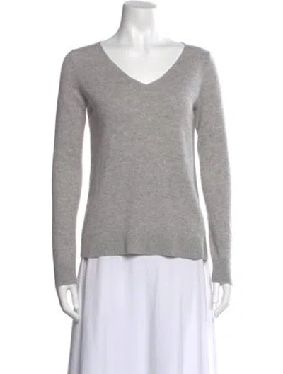 Pre-owned Neiman Marcus Cashmere V-neck Sweater In Gray