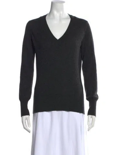 Pre-owned Neiman Marcus Cashmere V-neck Sweater In Gray
