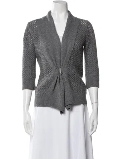 Pre-owned Neiman Marcus Cashmere V-neck Sweater In Gray