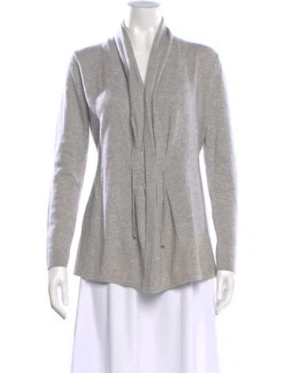 Pre-owned Neiman Marcus Cashmere V-neck Sweater In Gray