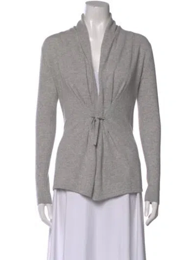 Pre-owned Neiman Marcus Cashmere V-neck Sweater In Gray