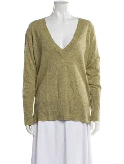 Pre-owned Neiman Marcus Cashmere V-neck Sweater In Green