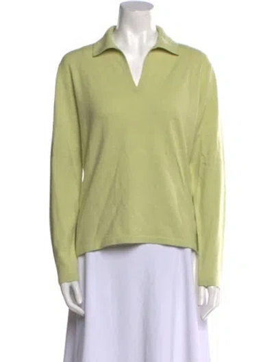 Pre-owned Neiman Marcus Cashmere V-neck Sweater In Green