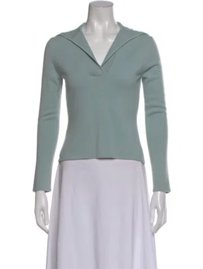 Pre-owned Neiman Marcus Cashmere V-neck Sweater In Green