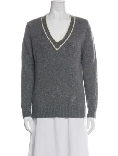 Pre-owned Neiman Marcus Cashmere V-neck Sweater In Green