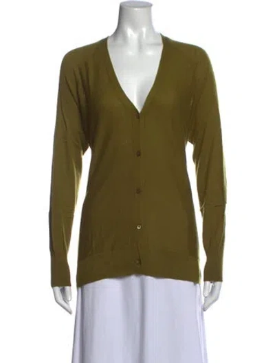 Pre-owned Neiman Marcus Cashmere V-neck Sweater In Green