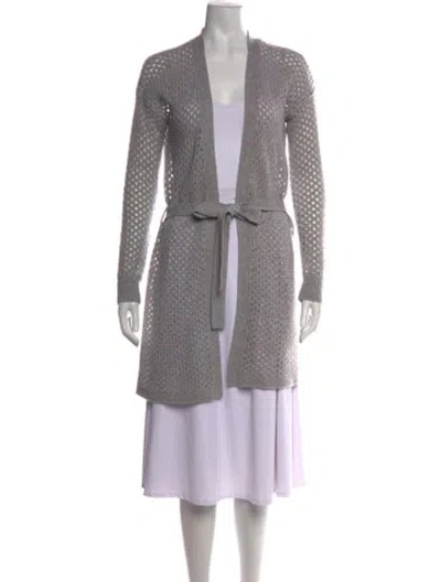 Pre-owned Neiman Marcus Cashmere V-neck Sweater In Grey
