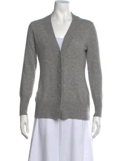 Pre-owned Neiman Marcus Cashmere V-neck Sweater In Grey